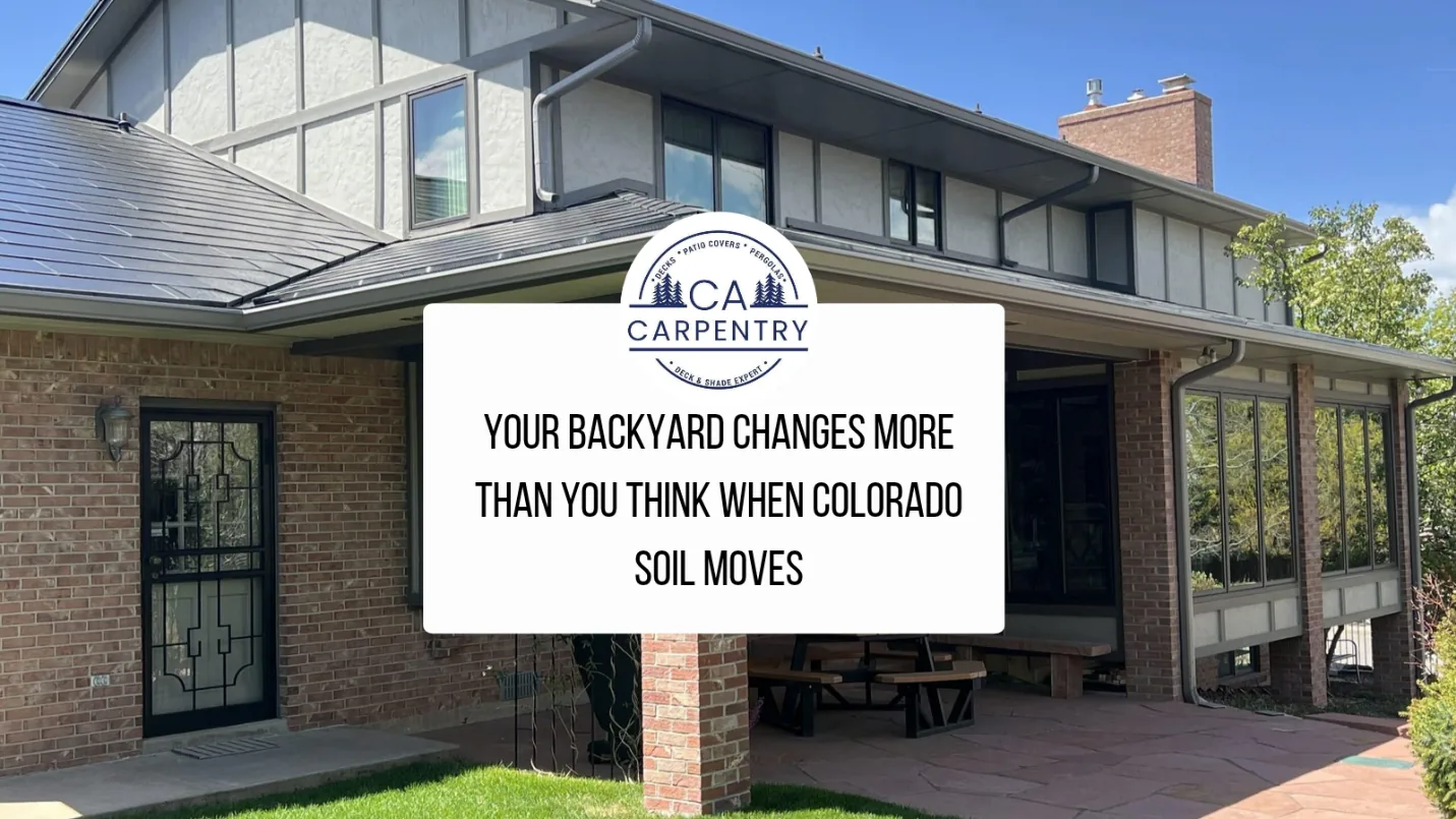 Backyard deck and pergola on a Colorado home, showing how Colorado soil movement can affect outdoor structures